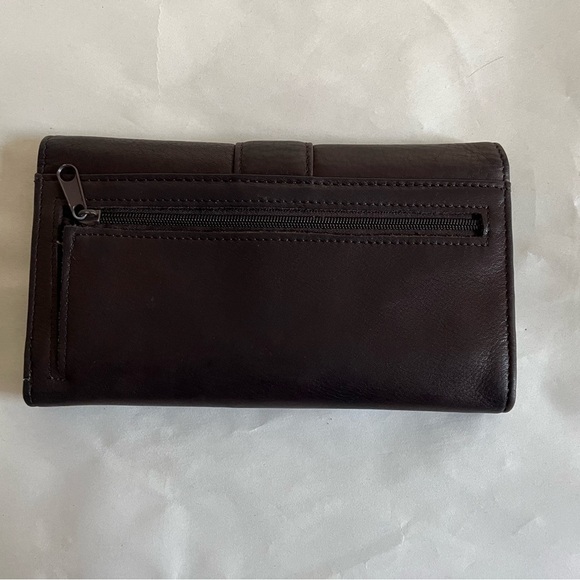 VTG Fossil Brown Leather Trifold Classic Wallet Nice Hardware - Picture 2 of 12